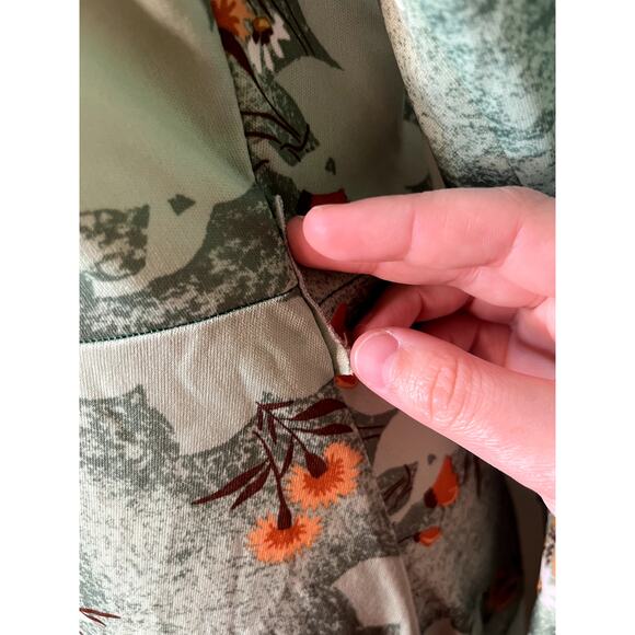 1970s Montgomery Ward Orange Mint Green Fall Floral Dagger Collar Disco Dress M - Picture 6 of 10